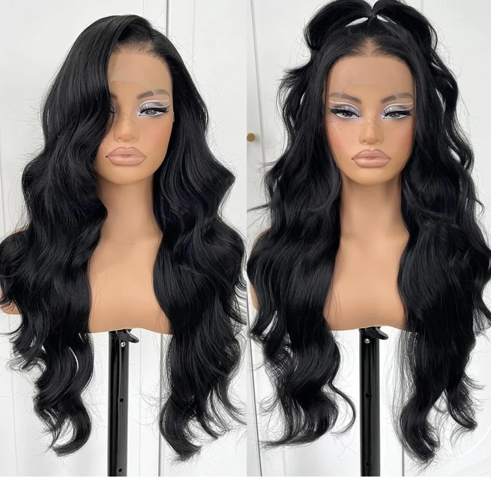 Blooming Hair Black Glueless High-Quality Synthetic Blend HD Lace Fr…